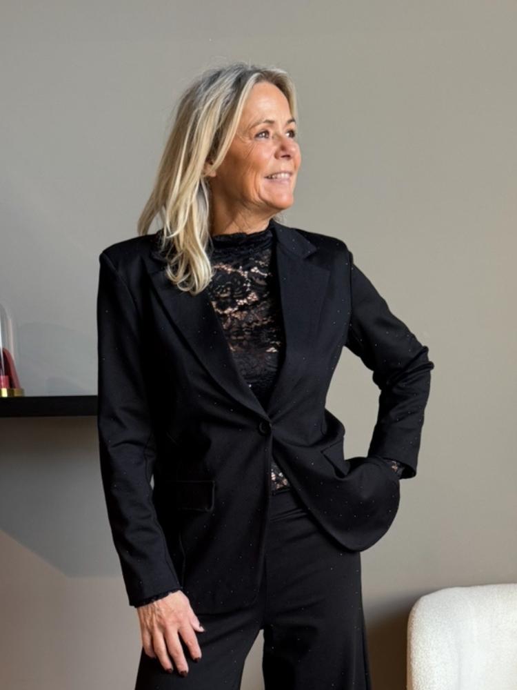 Glitter blazer zwart