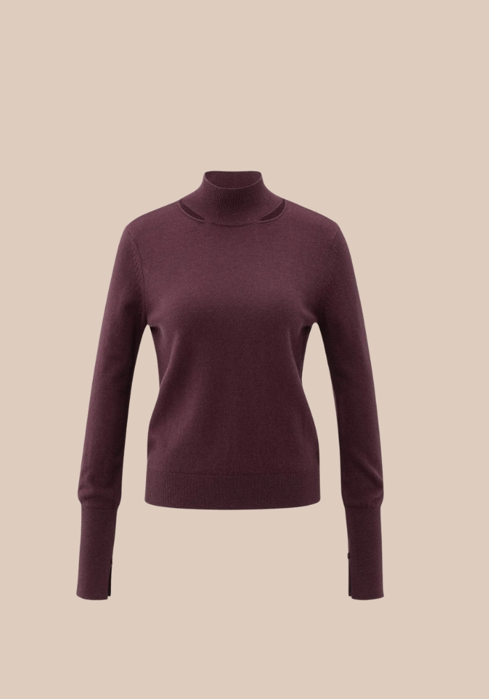 yaya 01-000532-511 Fijne gebreide trui met col en opengewerkte halslijn