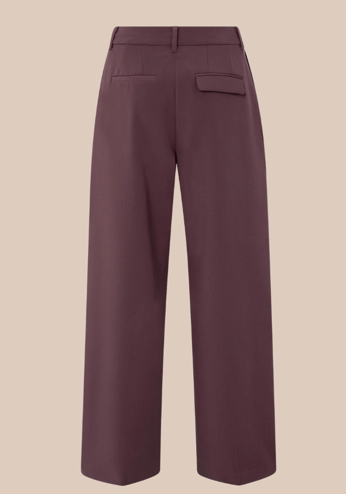 yaya 01-301230-511 Geweven broek met wijde pijpen en satijnen zijband