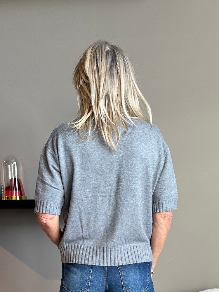 Trui korte mouw Jasmin grijs