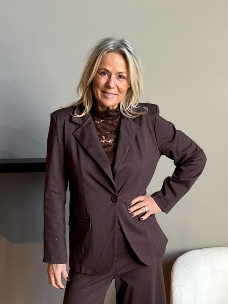 Glitter blazer bruin