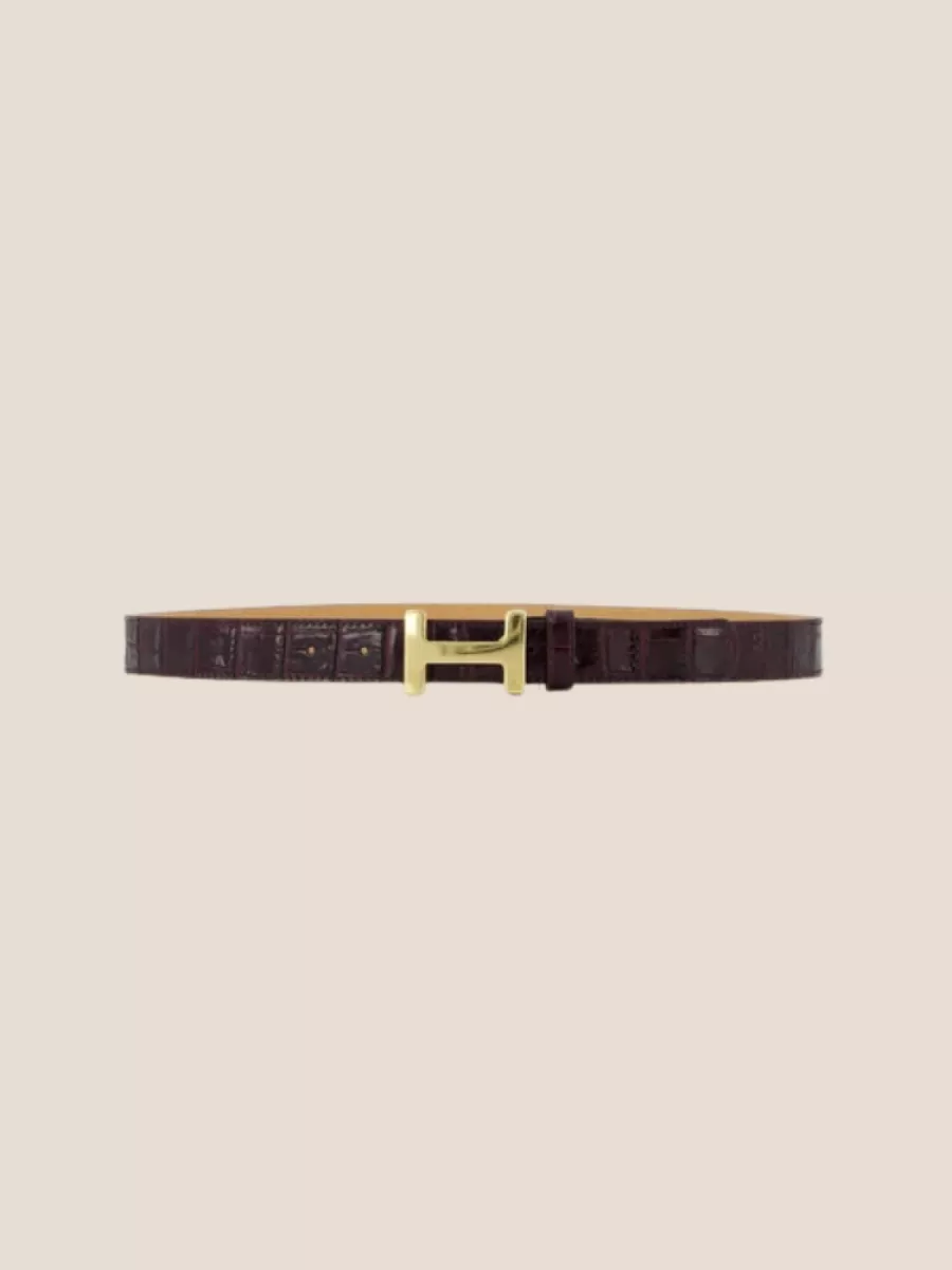 By Jill Hera riem croco medium Bordeaux