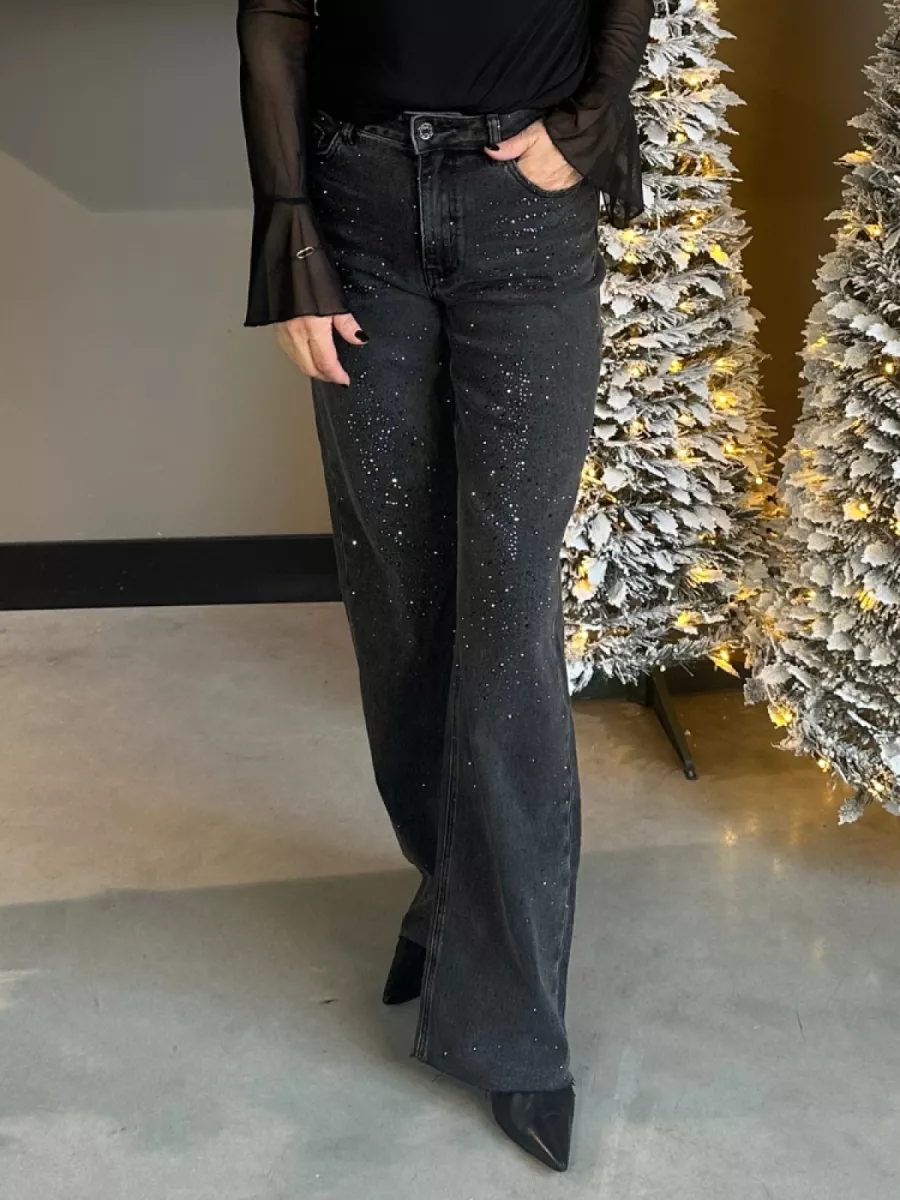 By Jill zwarte jeans met diamonds