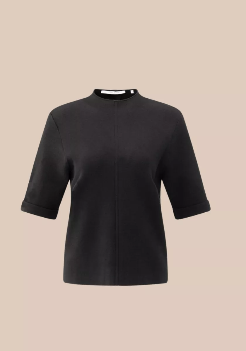 YaYa YAYA 01-000529-511 Fijne trui met halve mouwen en knoopsluiting achter