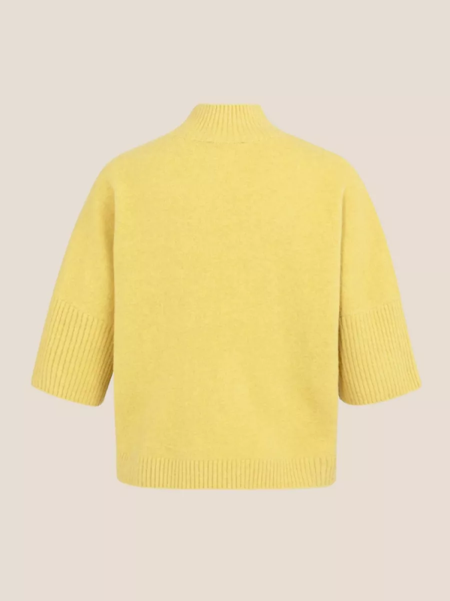 YaYa YAYA 01-000437-601 Trui met geribde driekwart mouw Dried moss green melange