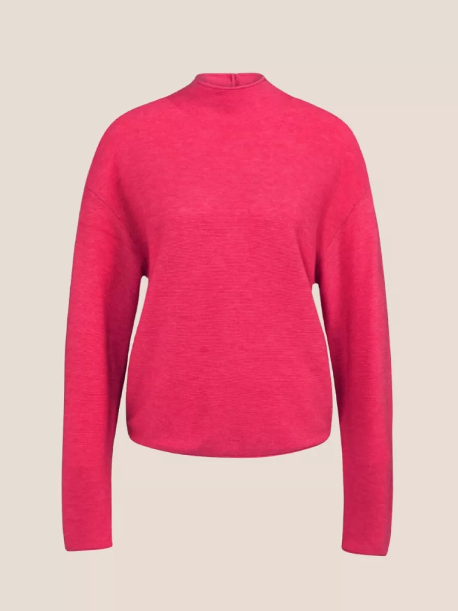 YaYa YAYA 01-000543-601 Gebreide trui met knoopsluiting achter Rose red melange