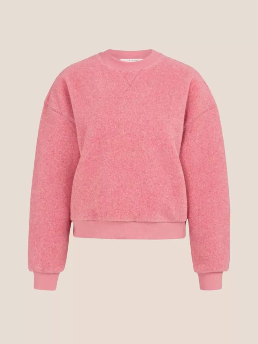 YaYa YAYA 01-109104-601 Teddy sweater met geribde boorden Rose red melange