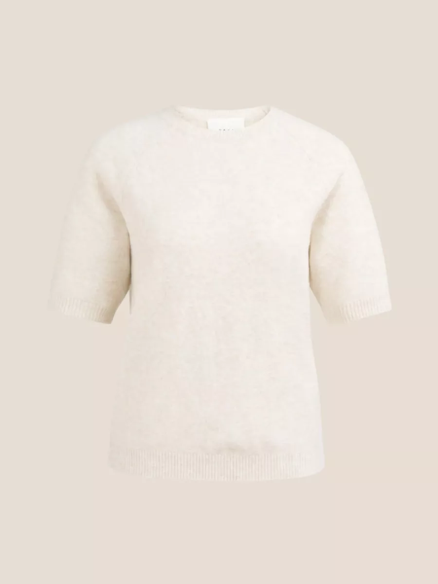 YaYa YAYA 01-000458-602 Zachte trui met korte mouwen Kit beige melange