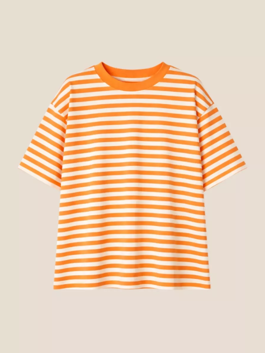 Frenkie Frenkie streep shirt km oranje/wit