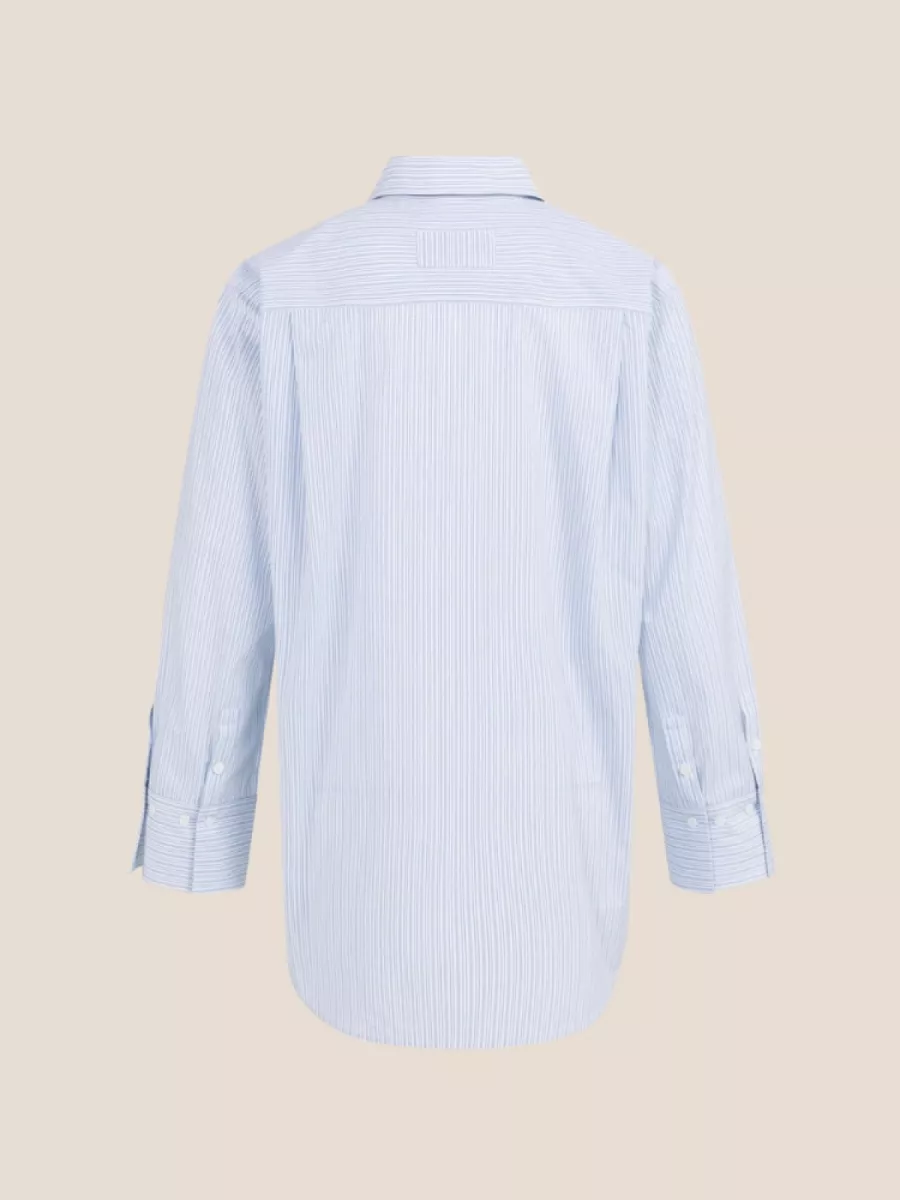 YaYa YAYA 01-201205-603 Gestreepte boyfriend blouse Ice Blue Dessin