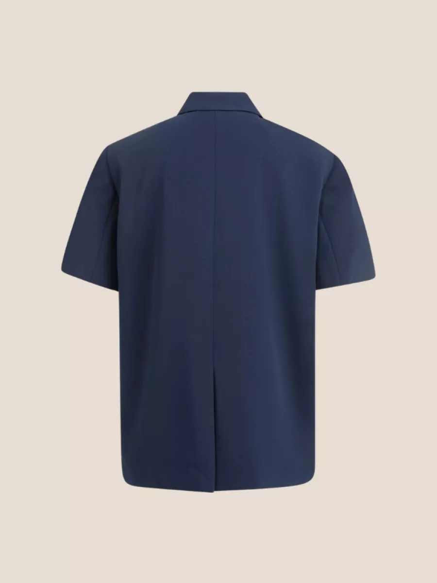 YaYa YAYA 01-501082-603 Oversized blazer met korte mouwen Navy Blazer Blue