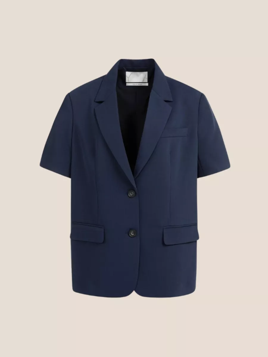YaYa YAYA 01-501082-603 Oversized blazer met korte mouwen Navy Blazer Blue