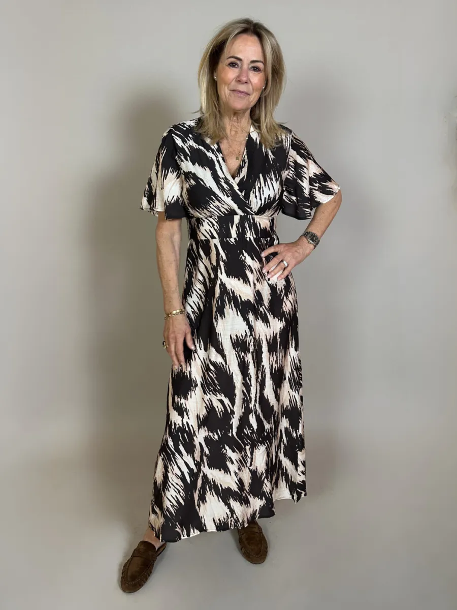 Azzurro Azzuro Nomi lange jurk bruin/beige