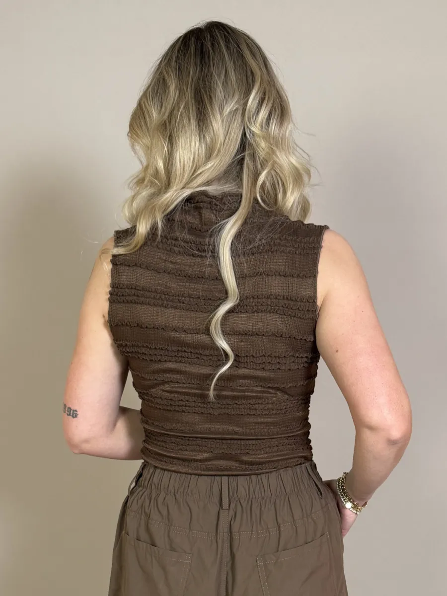 By Jill Zuma gesmokte top bruin