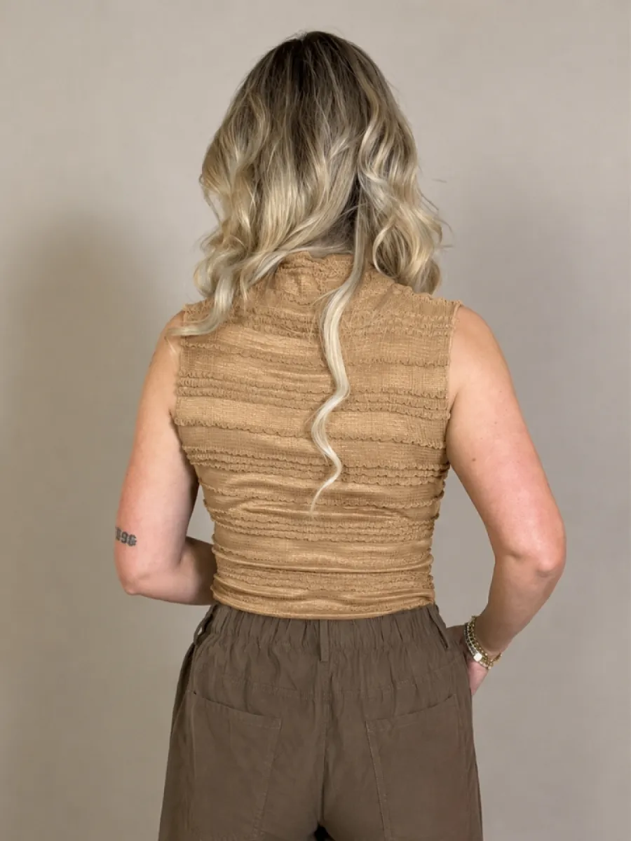 By Jill Frenkie gesmokte top Zuma camel