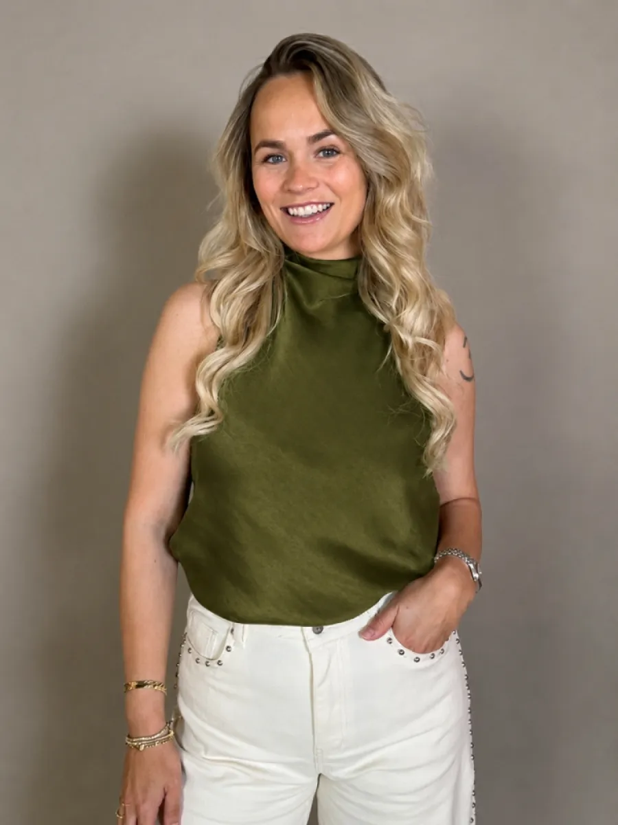 Frenkie Frenkie satijnen halter top groen