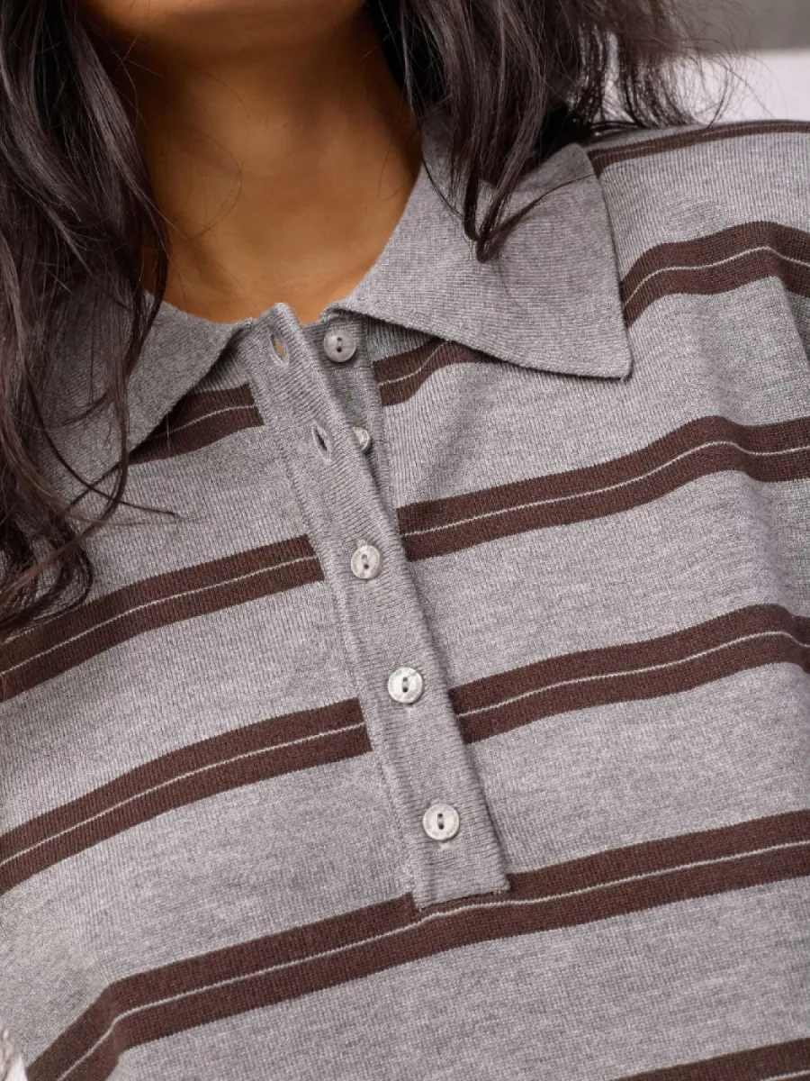 Co Couture Co'Couture Lue padded polo knit bruin