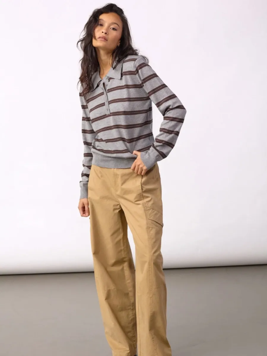 Co Couture Co'Couture Lue padded polo knit bruin
