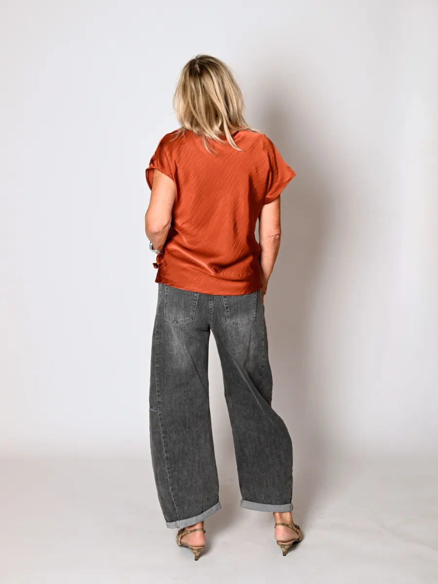 Frenkie Frenkie Barrel jeans met stretch grijs