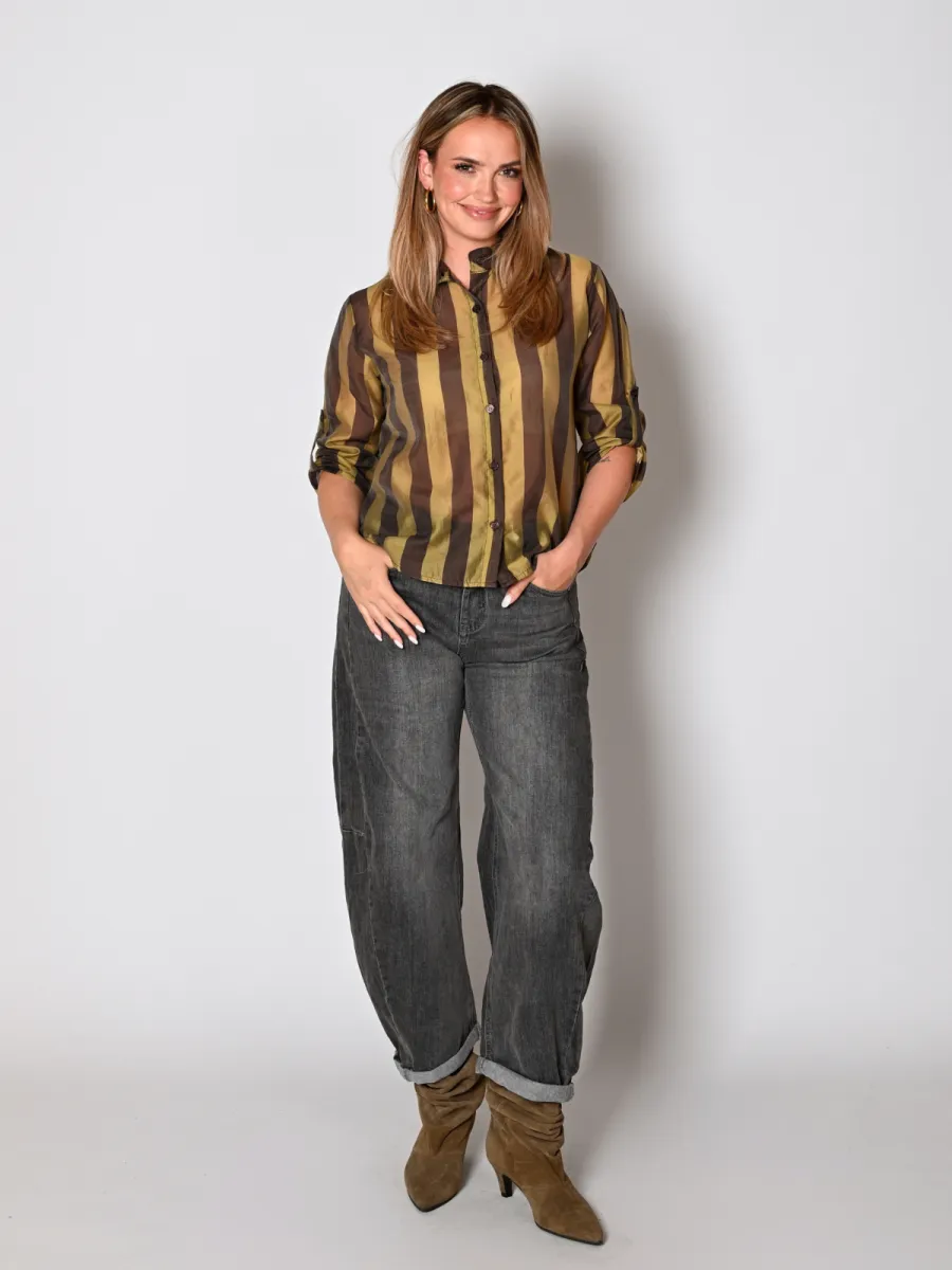 Frenkie Frenkie streep blouse Mila groen