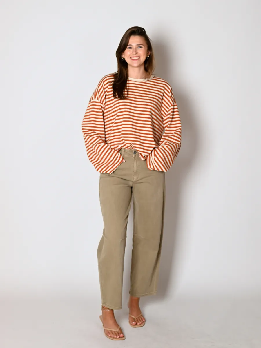 Frenkie Frenkie streep shirt lange mouw brique/off-white