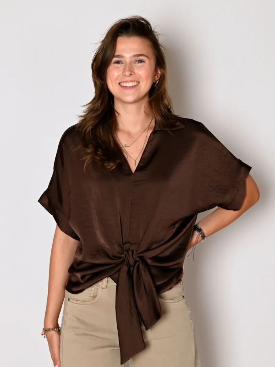Frenkie Frenkie strikblouse Monique bruin