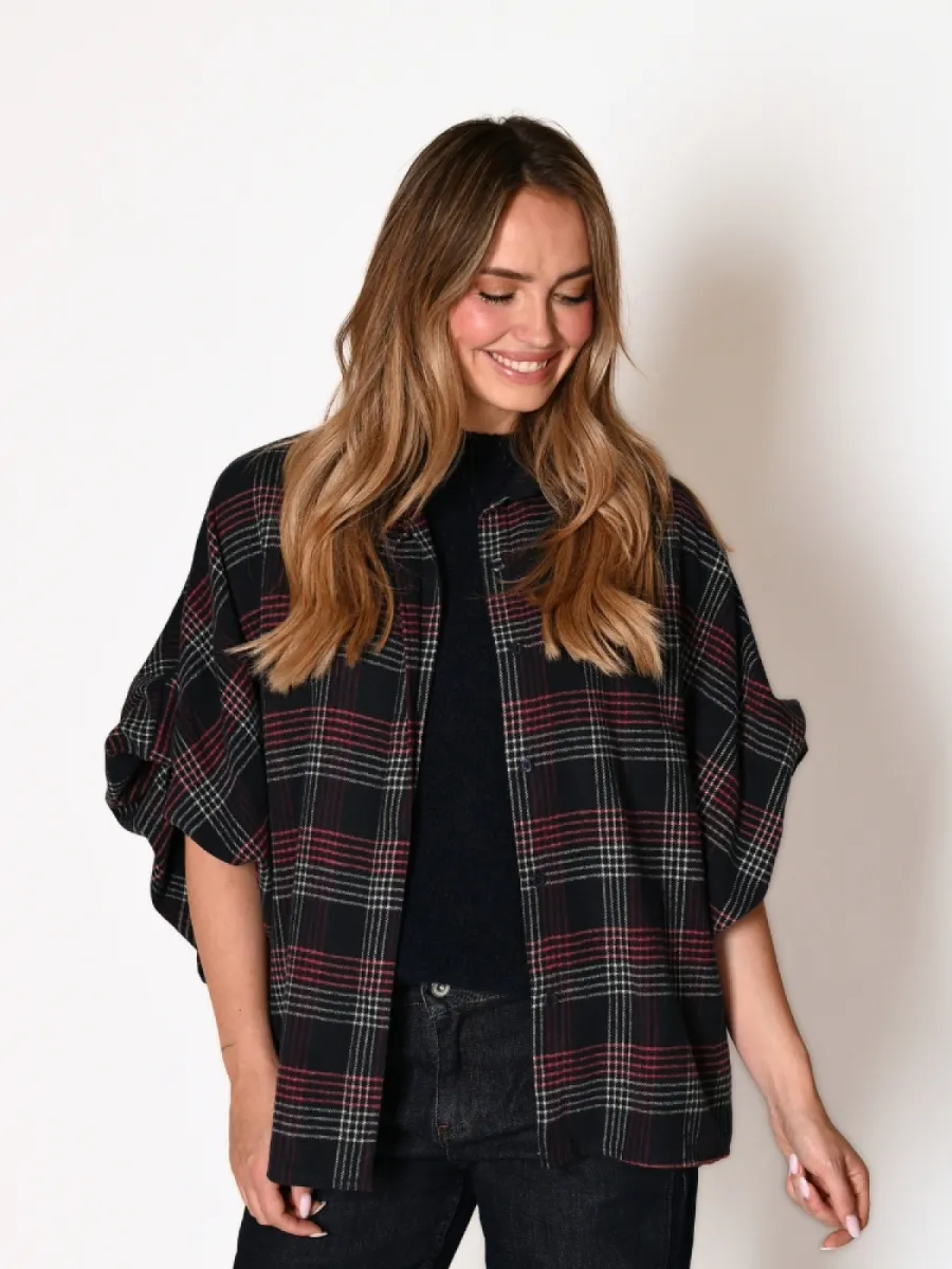Frenkie Frenkie ruit blouse Macy navy/bordeaux