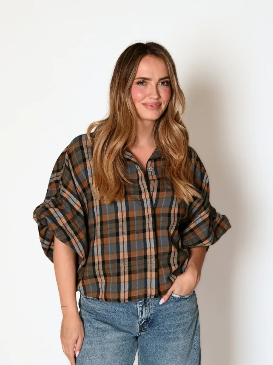 Frenkie Frenkie ruit blouse Uma blauw