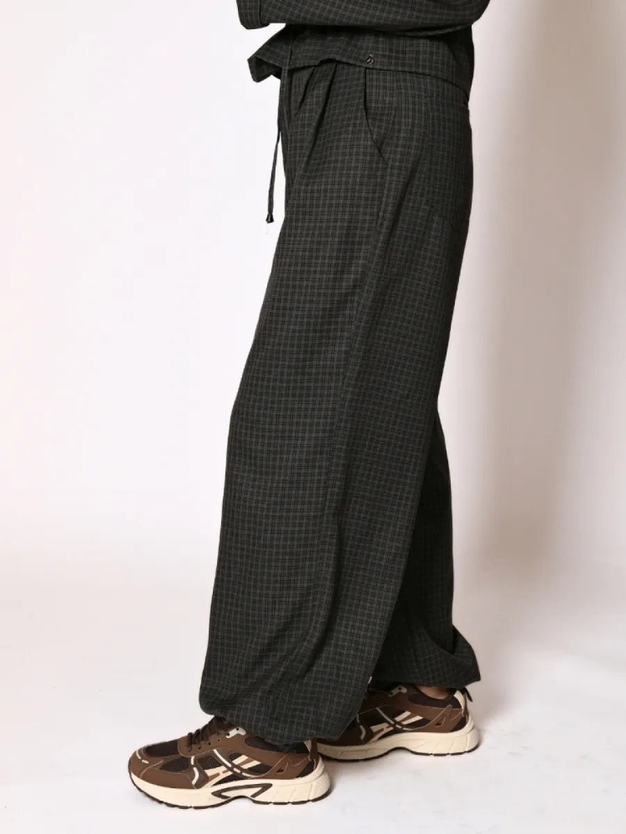 Ambika Ruit Pantalon met Knopen Grey