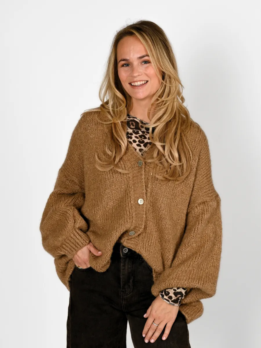 Frenkie Frenkie Gebreid Vest Jette Camel