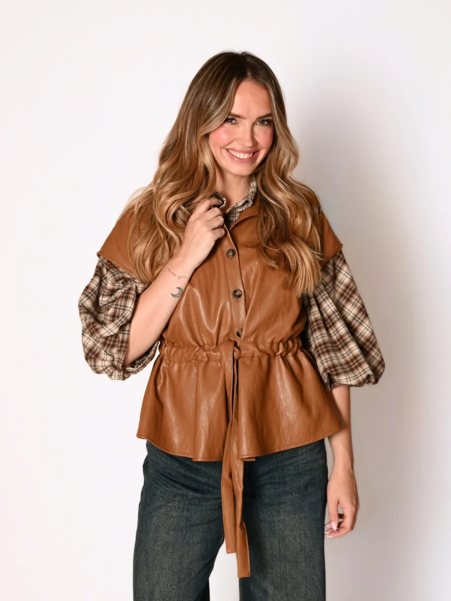 Frenkie PU Blouse Mees Camel