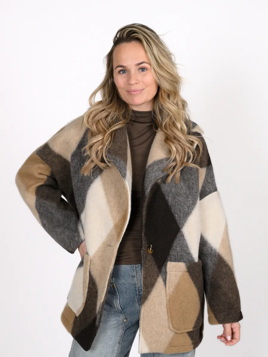 Frenkie Frenkie ruit jas Emily beige