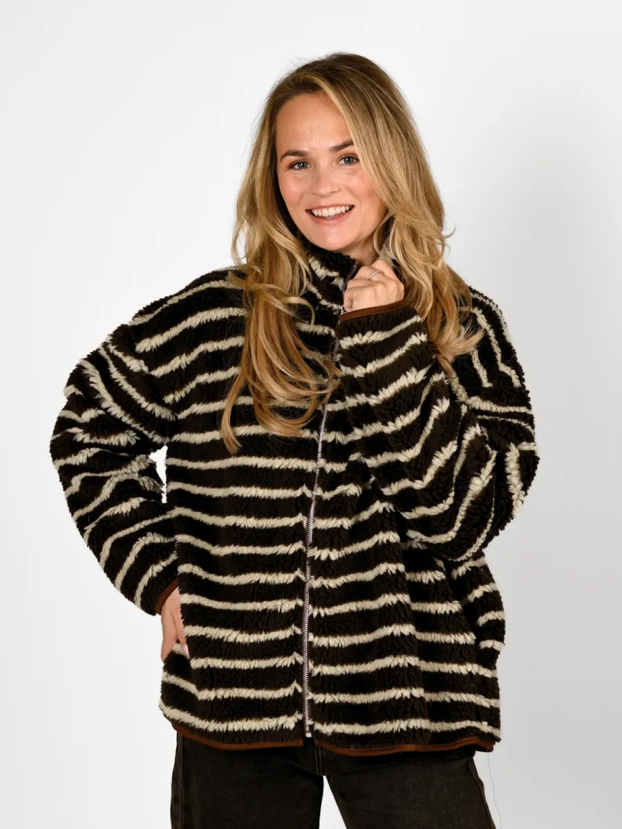 Frenkie Frenkie Streep Teddy Vest Bruin