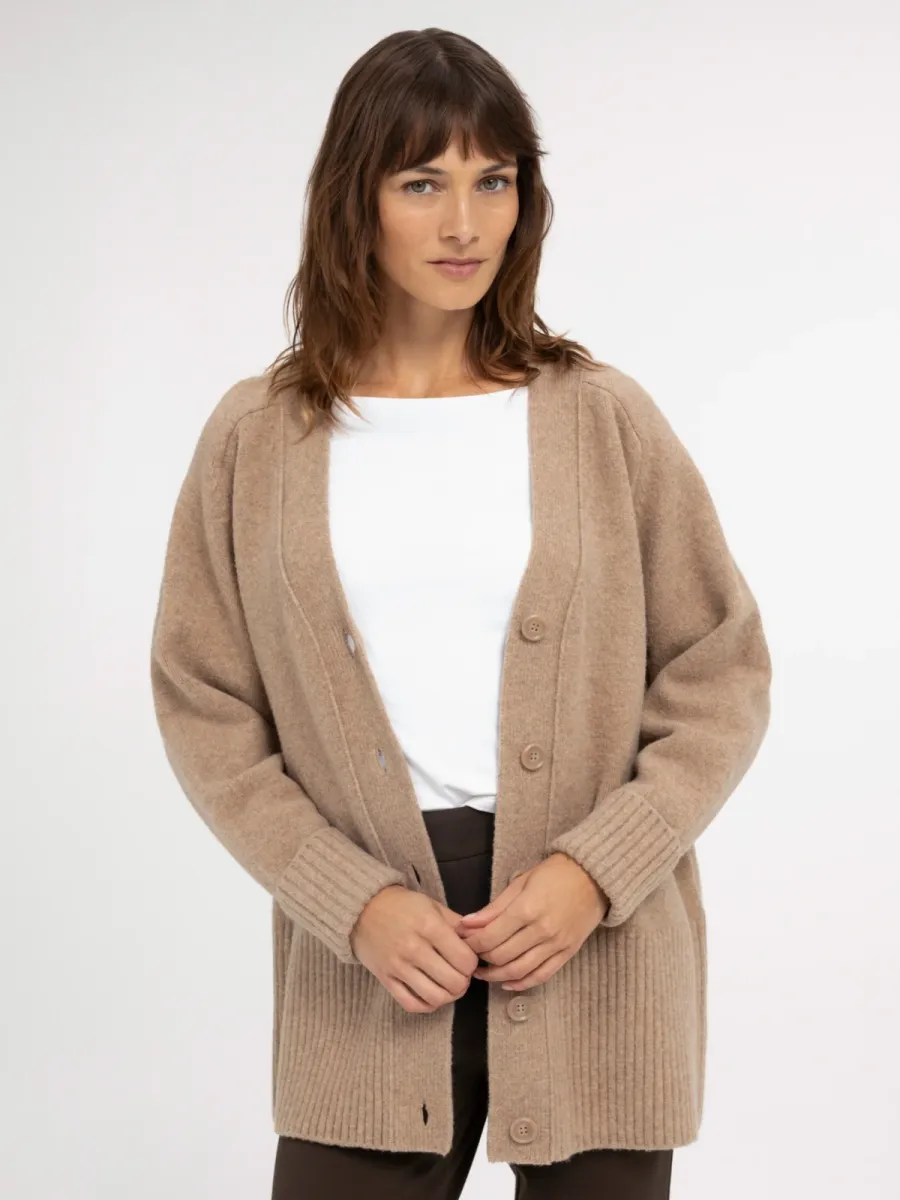 YaYa YAYA Oversized ribgebreid vest beige
